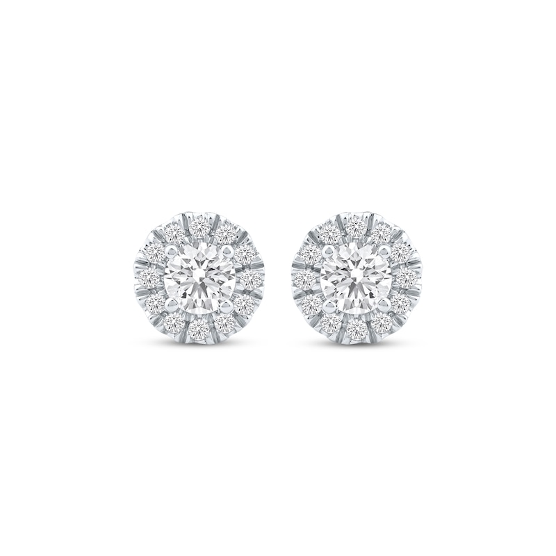 Main Image 2 of KAY Lab-Grown diamonds Halo Stud Earrings 1/2 ct tw 14K White Gold (F/VS2)