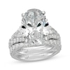 Thumbnail Image 1 of Neil Lane Artistry Oval-Cut Lab-Grown Diamond Bridal Set 10-1/2 ct tw 14K White Gold