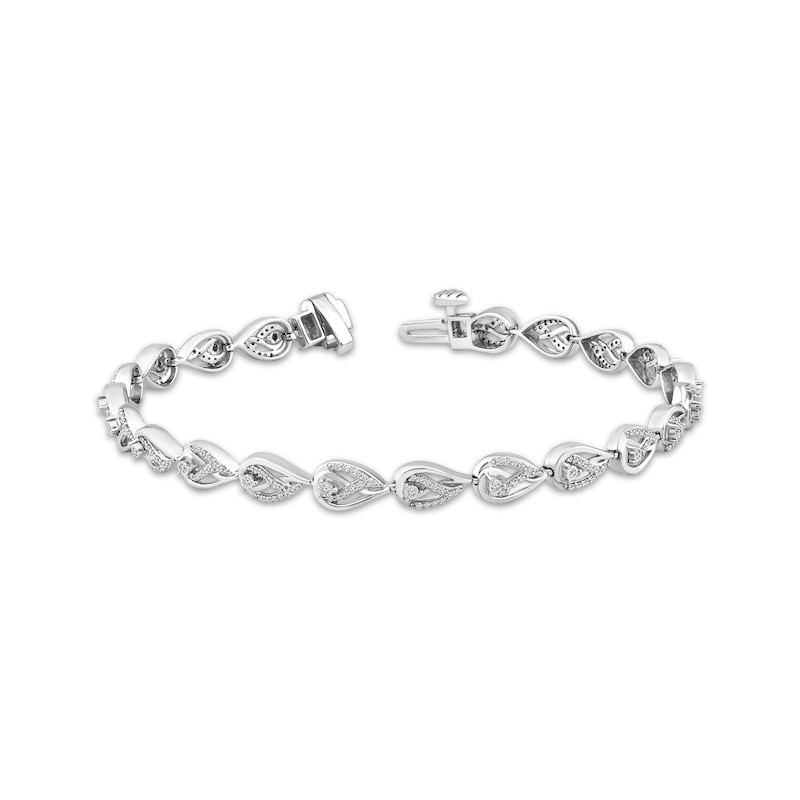 Main Image 1 of Love Ignited Diamond Flame Link Bracelet 1/2 ct tw Sterling Silver 7"