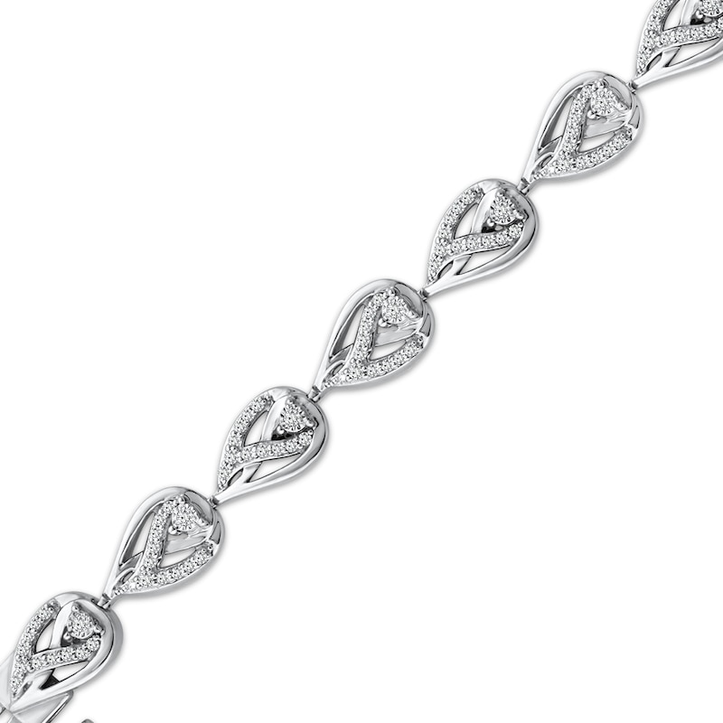 Main Image 2 of Love Ignited Diamond Flame Link Bracelet 1/2 ct tw Sterling Silver 7"