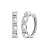 Thumbnail Image 1 of Cultured Pearl & White Lab-Created Sapphire Hoop Earrings Sterling Silver