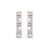 Thumbnail Image 2 of Cultured Pearl & White Lab-Created Sapphire Hoop Earrings Sterling Silver