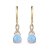 Thumbnail Image 2 of Pear-Shaped Opal & Diamond Dangle Earrings 1/15 ct tw 10K Yellow Gold