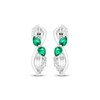 Thumbnail Image 2 of Pear-Shaped Lab-Created Emerald & White Lab-Created Sapphire Twist Hoop Earrings 10K White Gold