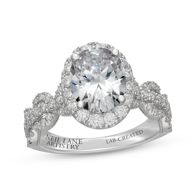 Main Image 1 of Neil Lane Artistry Heritage Oval-Cut Lab-Grown Diamond Halo Engagement Ring 3 ct tw 14K White Gold