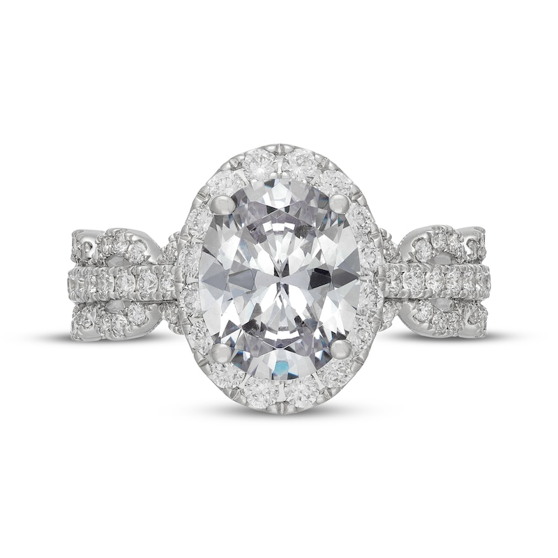 Main Image 3 of Neil Lane Artistry Heritage Oval-Cut Lab-Grown Diamond Halo Engagement Ring 3 ct tw 14K White Gold