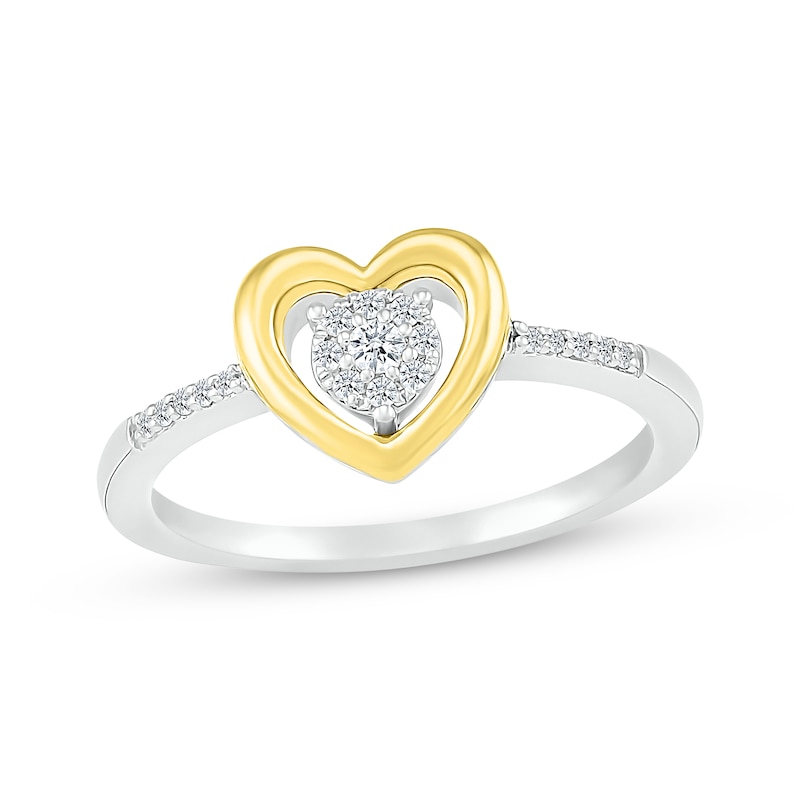 Main Image 1 of Diamond Heart Promise Ring 1/10 ct tw Sterling Silver & 10K Yellow Gold