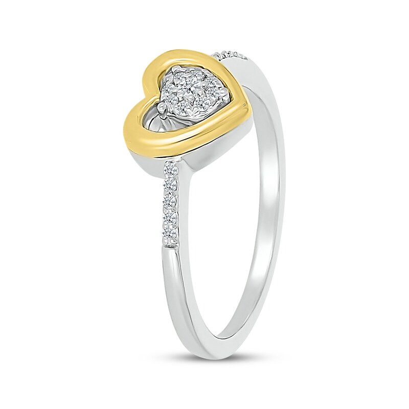 Main Image 2 of Diamond Heart Promise Ring 1/10 ct tw Sterling Silver & 10K Yellow Gold