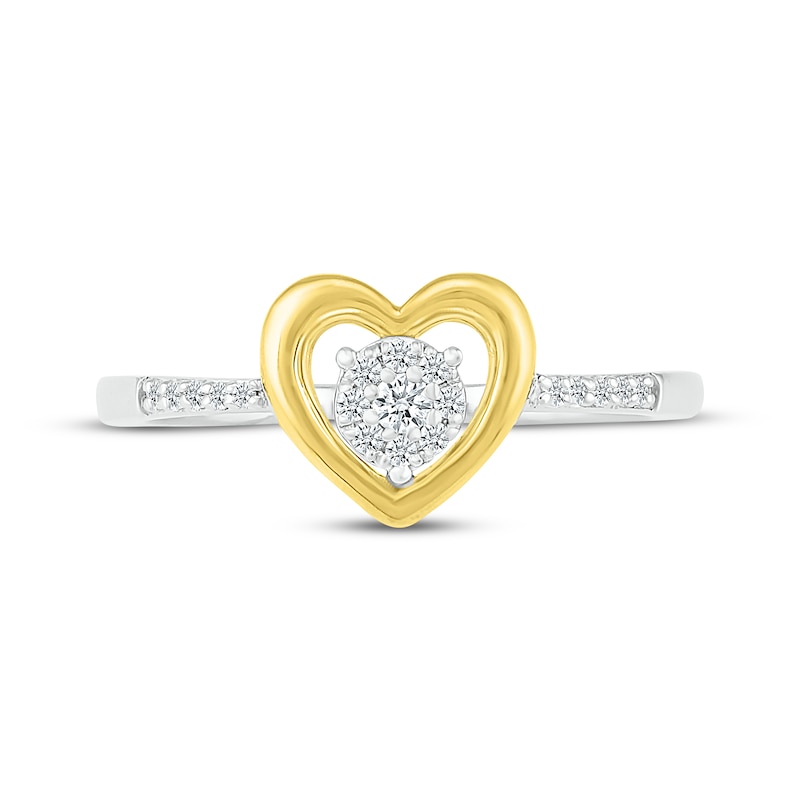 Main Image 4 of Diamond Heart Promise Ring 1/10 ct tw Sterling Silver & 10K Yellow Gold