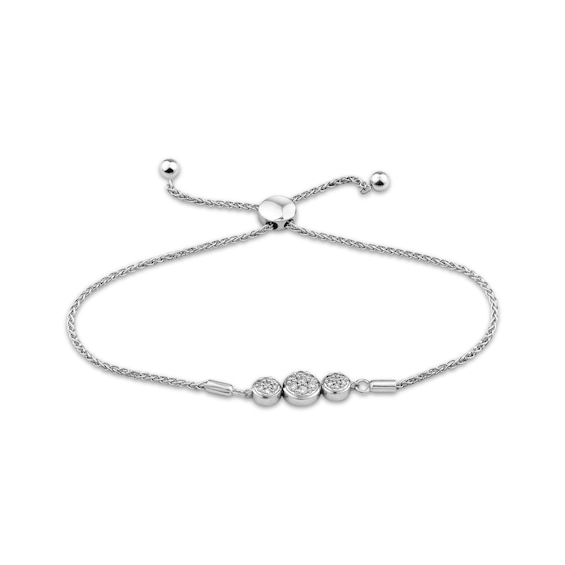 Memories Moments Magic Multi-Diamond Three-Stone Bolo Bracelet 1/4 ct tw Sterling Silver