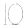 Thumbnail Image 1 of Diamond Inside-Out Oval Hoop Earrings 7 ct tw 14K White Gold 68mm