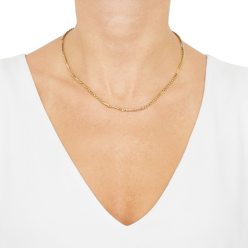 Main Image 5 of Paperclip Station Box Chain Necklace 2.45mm Hollow 10K Yellow Gold 18"