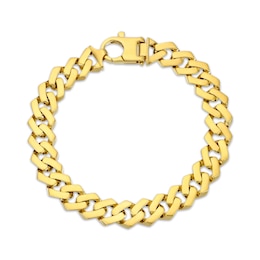 10mm Hexagon Curb Chain Bracelet Semi-Solid 10K Yellow Gold 8.5"