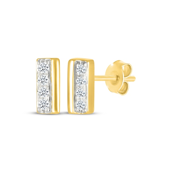 Diamond Vertical Bar Stud Earrings 1/20 ct tw 10K Yellow Gold