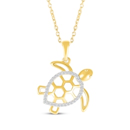 Diamond Turtle Necklace 1/10 ct tw 10K Yellow Gold 18"