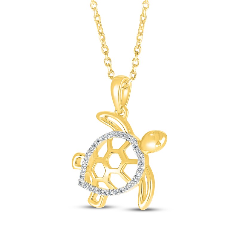 Main Image 2 of Diamond Turtle Necklace 1/10 ct tw 10K Yellow Gold 18"