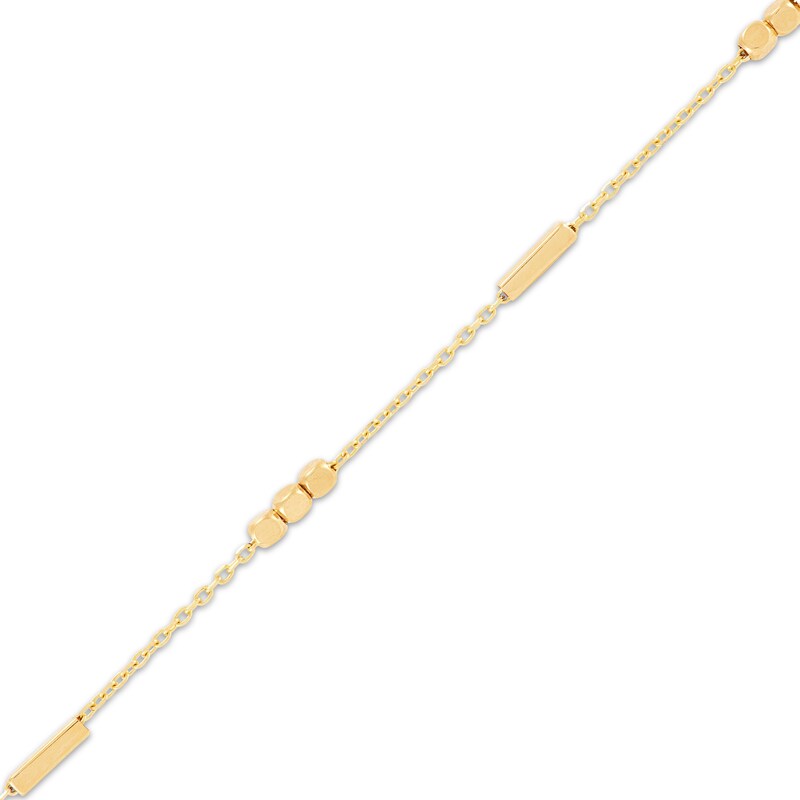 Main Image 2 of Bead Trio & Bar Station Anklet 10K Yellow Gold 10"