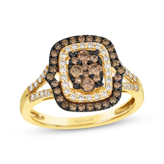 Le Vian Diamond Double Halo Ring 3/4 ct tw 14K Honey Gold