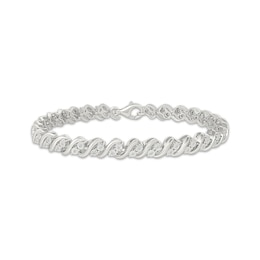 Diamond S-Link Bracelet 1/4 ct tw Sterling Silver 7.5"