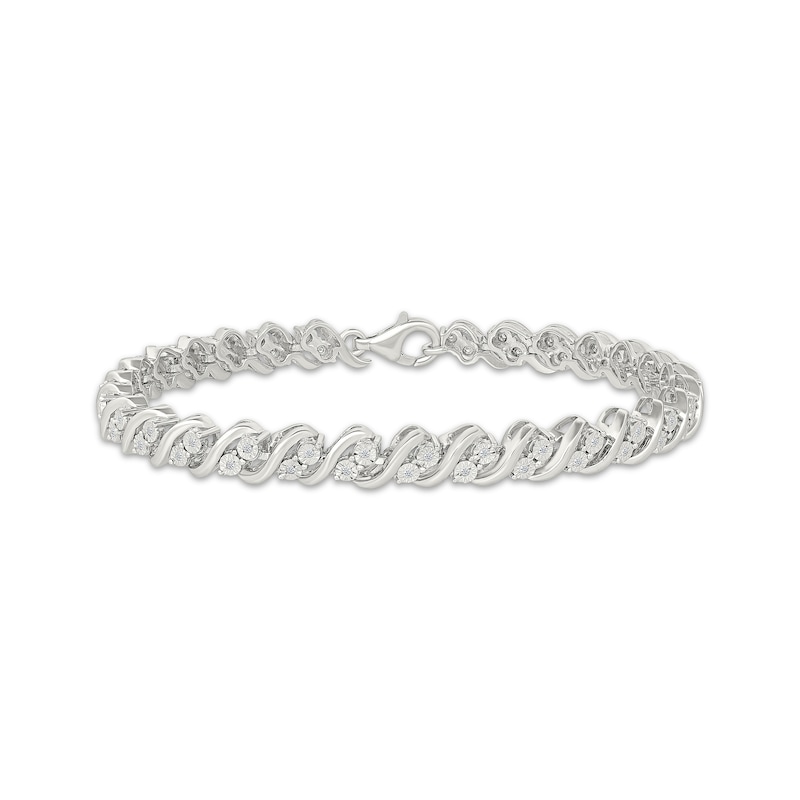 Main Image 1 of Diamond S-Link Bracelet 1/4 ct tw Sterling Silver 7.5"
