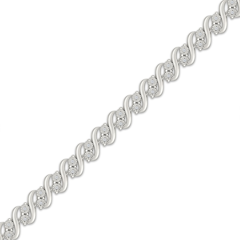 Main Image 2 of Diamond S-Link Bracelet 1/4 ct tw Sterling Silver 7.5"