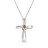 Thumbnail Image 3 of Oval-Cut Citrine & Diamond Loop Cross Necklace 1/10 ct tw 10K White Gold 18"