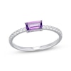 Thumbnail Image 1 of Baguette-Cut Amethyst & White Lab-Created Sapphire Ring Sterling Silver