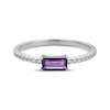 Thumbnail Image 3 of Baguette-Cut Amethyst & White Lab-Created Sapphire Ring Sterling Silver