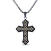 Thumbnail Image 1 of Men's Carbon Fiber Cross Necklace Black Ion-Plated Stainless Steel 24"