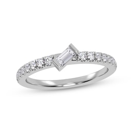 Adore Tilted Baguette & Round-Cut Diamond Anniversary Ring 1/4 ct tw 14K White Gold