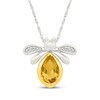 Thumbnail Image 1 of Pear-Shaped Citrine & Diamond Accent Bee Necklace Sterling Silver and 10K Yellow Gold 18"
