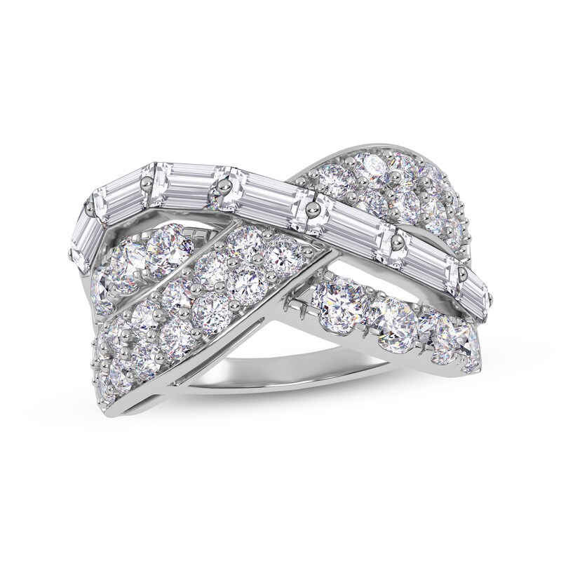 Main Image 1 of KAY Lab-Grown Diamonds Baguette & Round-Cut Crossover Ring 2 ct tw 14K White Gold