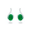 Thumbnail Image 2 of Oval-Cut Lab-Created Emerald & White Lab-Created Sapphire Drop Earrings Sterling Silver