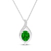 Thumbnail Image 1 of Oval-Cut Lab-Created Emerald & White Lab-Created Sapphire Necklace Sterling Silver 18"