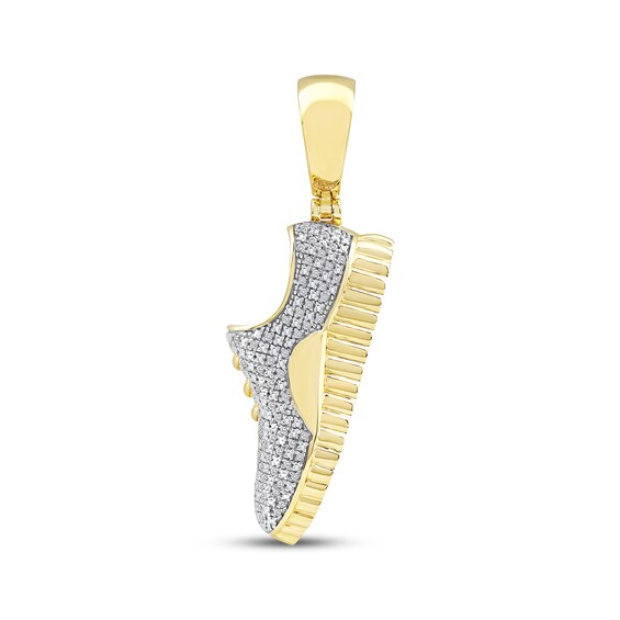 Men's Diamond Sneaker Necklace Charm 1/6 ct tw 10K Yellow Gold