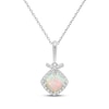 Thumbnail Image 1 of Cushion-Cut Lab-Created Opal & White Lab-Created Sapphire Necklace Sterling Silver 18"