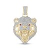 Thumbnail Image 1 of Men's Diamond & Lab-Grown Ruby Bear Head Charm 2 ct tw 10K Yellow Gold