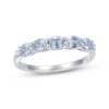 Thumbnail Image 1 of Oval-Cut Aquamarine & White Lab-Created Sapphire Ring Sterling Silver