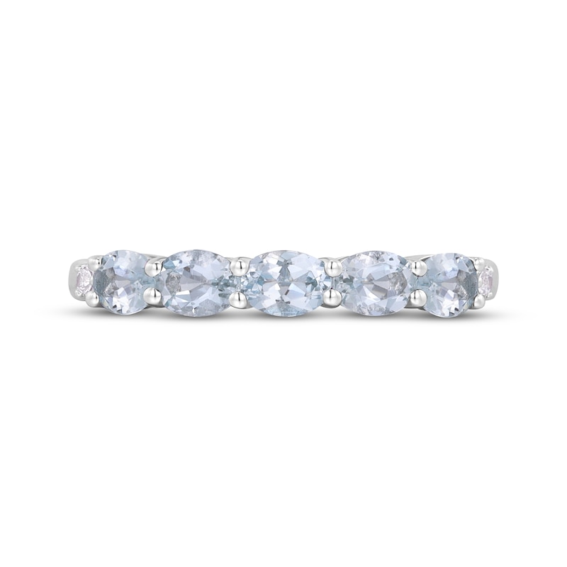 Main Image 3 of Oval-Cut Aquamarine & White Lab-Created Sapphire Ring Sterling Silver