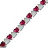 Thumbnail Image 2 of Heart-Shaped Lab-Created Opal & Lab-Created Ruby Tennis Bracelet Sterling Silver 7.5"