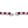 Thumbnail Image 3 of Heart-Shaped Lab-Created Opal & Lab-Created Ruby Tennis Bracelet Sterling Silver 7.5"
