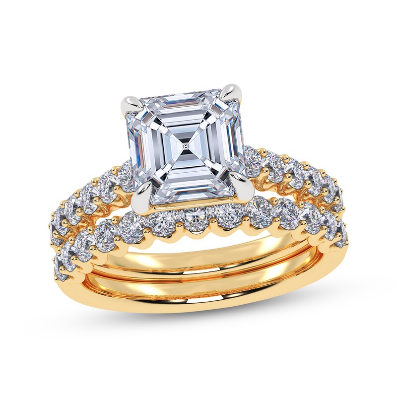 Main Image 1 of Adore Square Emerald-Cut Lab-Grown Diamond Bridal Set 3 ct tw 14K Yellow Gold