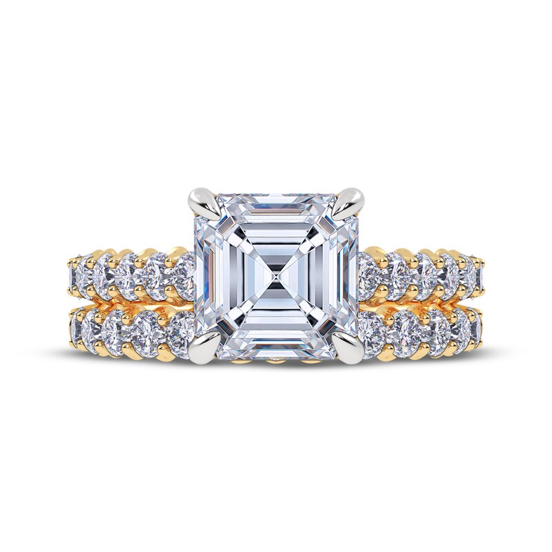 Main Image 3 of Adore Square Emerald-Cut Lab-Grown Diamond Bridal Set 3 ct tw 14K Yellow Gold