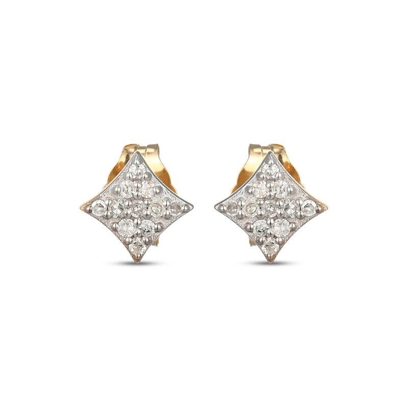Main Image 2 of Diamond Rhombus Stud Earrings 1/10 ct tw 10K Yellow Gold