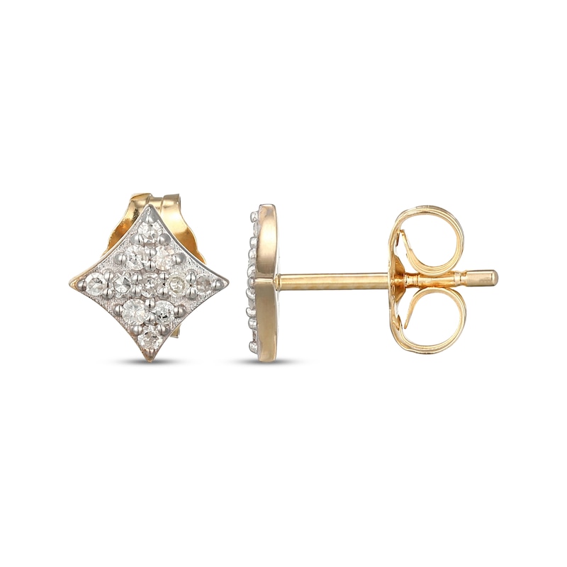Main Image 3 of Diamond Rhombus Stud Earrings 1/10 ct tw 10K Yellow Gold