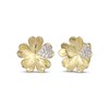 Thumbnail Image 1 of Diamond Pavé Flower Heart Stud Earrings 1/10 ct tw 10K Yellow Gold