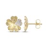 Thumbnail Image 3 of Diamond Pavé Flower Heart Stud Earrings 1/10 ct tw 10K Yellow Gold