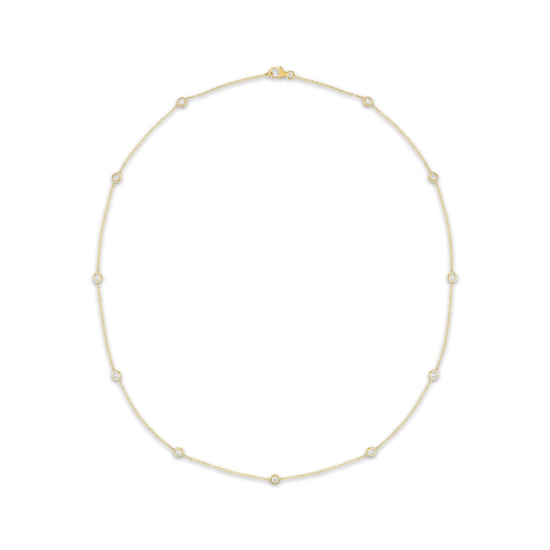 Main Image 1 of KAY Lab-Grown Diamonds Bezel-Set Station Necklace 1 ct tw 10K Yellow Gold 18"
