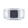 Thumbnail Image 3 of Men's Blue Lab-Created Sapphire and Diamond Square Ring 1/15 ct tw Sterling Silver