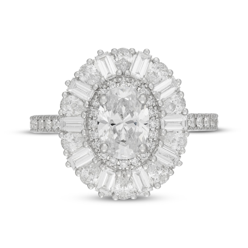 Main Image 3 of Neil Lane Artistry Oval-Cut Lab-Grown Diamond Double Halo Engagement Ring 2-1/2 ct tw 14K White Gold